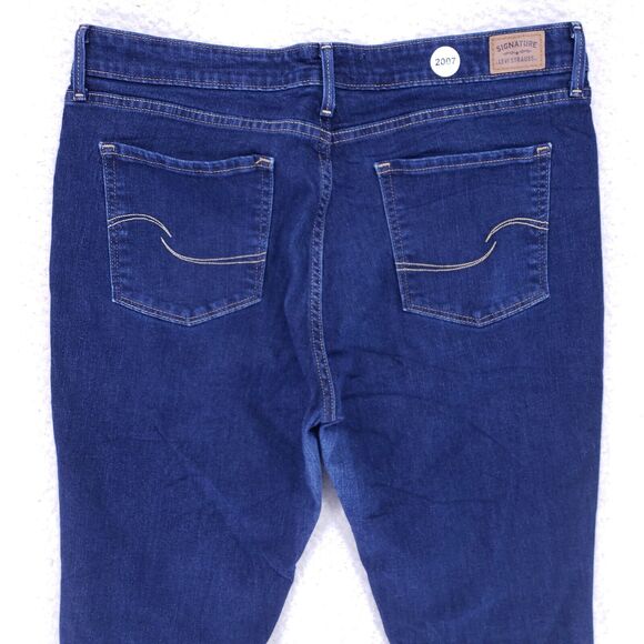 Levis Signature Jean Denim Cotton Women SZ 16 Blue Straight Stretch VTG Mid Rise - Picture 6 of 14